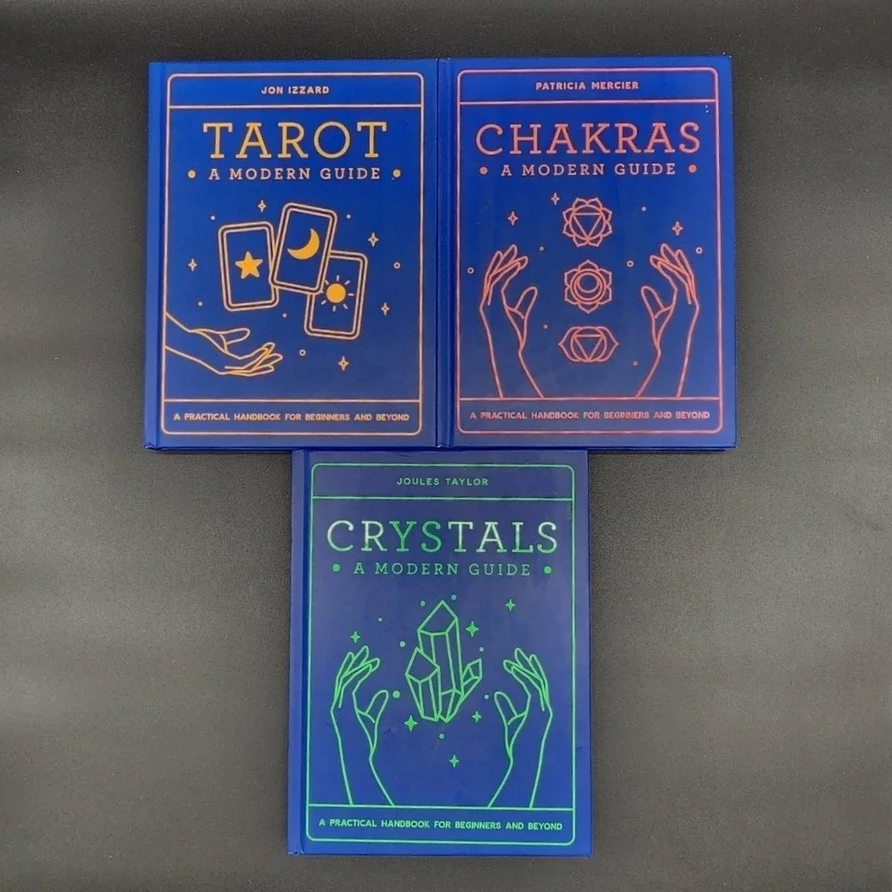 Quarto Modern Guide Crystals Chakras Tarot Blue Hardcover Book Set of 3‎